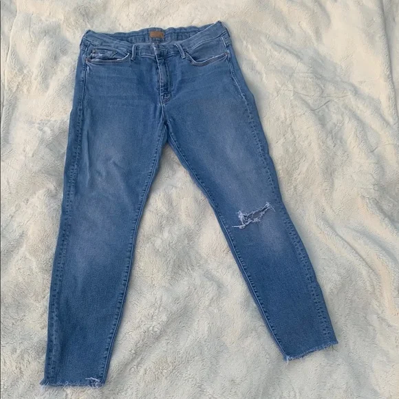 MOTHER Blue Skinny Jeans Distressed Detail - Picture 1 of 12